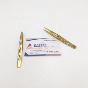 ชุดแหนบคิ้วสีทองทำจากสเตนเลสสำหรับถอนขนคิ้วแบบเอียง - Product Image 4