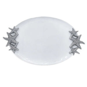 Plateau de service élégant au fini argenté avec branches florales dorées et accents floraux Plateau décoratif en métal de luxe pour la décoration d'événements - Product Image 5