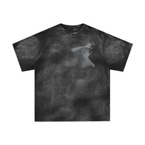 Camiseta de lavado ácido con estampado personalizado con logotipo de tu propia marca, camisetas Vintage de gran tamaño para hombre, camiseta de lavado de piedra para hombre de 240gsm - Product Image 2