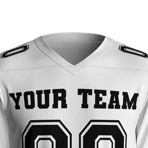 Service OEM en gros, maillot de football américain personnalisé avec logo d'équipe, entièrement sublimé, couleur blanche, séchage rapide, maillot de football américain - Product Image 4