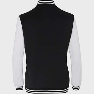 Women's Premium <b>Black</b> Varsity <b>Jacket</b> – Classic Athletic Letterman with Contrast White Sleeves - Product Image 2