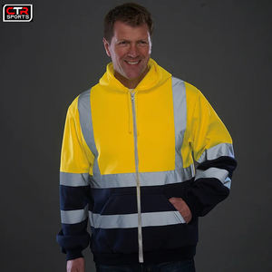 Sudaderas con cremallera reflectante de alta visibilidad personalizadas, forro polar de seguridad de construcción impermeable de talla grande para trabajar con poca luz - Product Image 2
