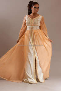 Kaftan de 2 colores con trabajo de cuentas brillantes y cinturón Nueva llegada en Medio Oriente - Product Image 2