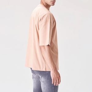 100% coton T-Shirt pour hommes 250GSM tissu tricoté surdimensionné lourd personnalisable Options OEM meilleur prix fabriqué au Pakistan - Product Image 3