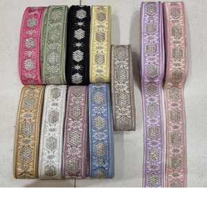 Cordones de trabajo de hilo bordado hechos a medida con opciones multicolores en bordado de lentejuelas en 1,5 pulgadas de ancho - Product Image 6