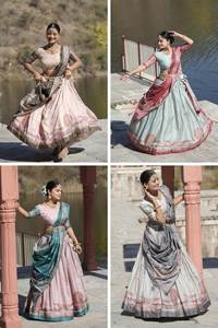 Lehenga Choli estampado de seda Manipuri pura de Color rosa suave de alta calidad con lata para ropa tradicional de fiesta de boda - Product Image 6