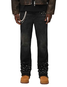 Experience The Perfect Glamour Of High End Fashion With Intricate Stone <b>Work</b> On Our Exclusive Rhinestone Denim Pent - Product Image 5