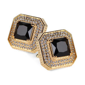 Vittorio VICO cl71xx vuông thanh lịch pha lê nam màu đen và vàng đính hôn & Khuy măng sét đám cưới và Kẹp cà vạt đóng hộp - Product Image 3