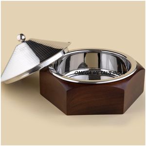 Cazuela de base de madera marrón oscuro de Venta caliente con tapa de acabado dorado Calentador de alimentos de lujo y olla caliente para la cocina casera - Product Image 5