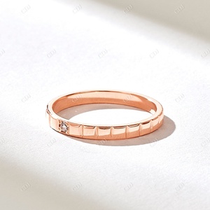 Banda DE BODA minimalista de diamante Natural genuino, anillo de compromiso de oro sólido Vintage, banda fina a juego para novia delicada para ella - Product Image 4