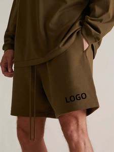 Custom Long Drawstring French Terry Heavy Mens Training Athletic Unisex Fleece Cotton Shorts Blank Sweat Gym Shorts para hombres - Product Image 2