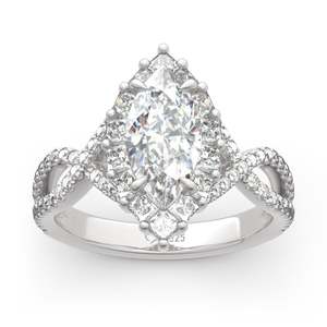 Jeulia Halo <b>Split</b> Shank Marquise Cut Sterling Silver Engagement <b>Ring</b> - Product Image 1
