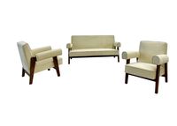 Canapé d'angle moderne de luxe en teck 3+1 places avec coussins en tissu rembourrés de mousse, pliable, pour usage en parc, villa, école, hôtel, entrepôt