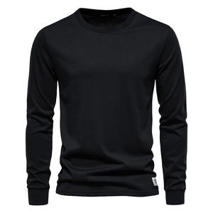Solid Color Cotton T Shirt <b>Men</b> Casual O-neck <b>Long</b> <b>Sleeved</b> <b>Mens</b> <b>Tshirts</b> Spring Autumn High Quality Basic T-shirt Male - Product Image 3