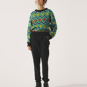 Vente en gros sur mesure 100% coton pull femme imprimé graphique brodé logo pull dames pull ras du cou - Product Image 3