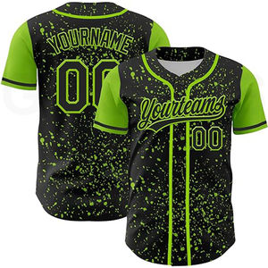 GUANTES de cuello en V personalizables Jersey de béisbol de ciudad Corte clásico con un cómodo escote en V Jersey de béisbol sublimado Verde Negro - Product Image 1