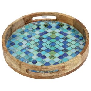 ถาดเสิร์ฟไม้ธรรมชาติแบบพกพาพิมพ์ลายสำหรับใช้ในบ้าน - Product Image 1