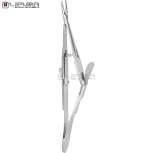 Castroviejo Kalt 140mm Instruments médicaux de microchirurgie manuelle Poignée droite chirurgicale Mâchoires dentelées fines Porte-aiguille pour - Product Image 2