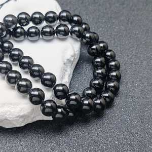 ลูกปัดพลอยทัวร์มาลีนสีดำธรรมชาติ ลูกปัดคริสตัลทรงกลมสำหรับทำเครื่องประดับ ขนาด 5 มม. ความยาว 15 นิ้ว - Product Image 5