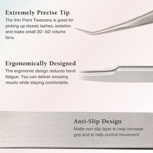 Pinzas de Acero Inoxidable para Pestañas de Mujer, Venta al por Mayor, Puntas Puntiagudas, Rectas, Volumen, Fibra, para Extensión de Pestañas, Color Personalizado - Product Image 4