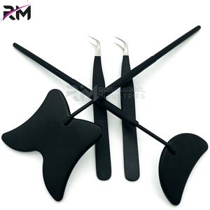 Espejo de pestañas RMI, pinzas para extensión de pestañas y color con recubrimiento de polvo negro, Punta plateada, juego de agarre de nuevo diseño - Product Image 3