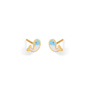 Kids Gold Whale Stud <b>Earrings</b>-Cute Screw-<b>Back</b> Zircon Jewelry for Children - Product Image 3