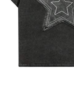 Unisex Oversized Washed Black Cotton T Shirt Embroidered <b>Star</b> Patch Acid Wash Drop Shoulder Streetwear Casual Tee Unisex Summer - Product Image 5