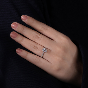 Bagues de fiançailles ovales en diamant de 1 carat pour femmes, diamant cultivé en laboratoire, or blanc, jaune, rose véritable, fabriquées à la main par Diamondrensu - Product Image 4