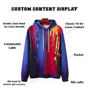 Sudadera con Capucha de Invierno Personalizada por Sublimación para Hombre, Secado Rápido, Transpirable, Tejido de Poliéster/Algodón Ecológico, Fabricación Directa de Fábrica OEM ODM - Product Image 3