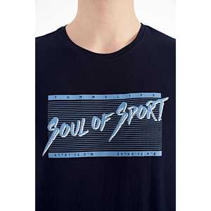 Camiseta de Cuello Redondo para Hombre Tommylife, Estampado de Texto Blanco, Corte Estándar - 88172 - AZUL MARINO - Product Image 6