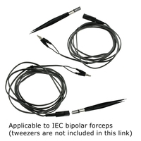 Câble réutilisable pour forceps électriques bipolaires, 3 mètres, silicone et métal, double connecteur banane 4,0 mm, prise 3 broches Ex IEC AHA Tab