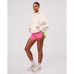 Women's Loose Fit Zip-Up Hooded Sweatshirt-Silver Marl Silk Embroidered - Product Image 6