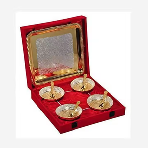 Juego de bandeja de cuchara con cuenco en forma de loto Premium de 6 regalos de recuerdo de Metal de alta calidad redondos chapados en oro y plata brillantes y duraderos 2025 - Product Image 3