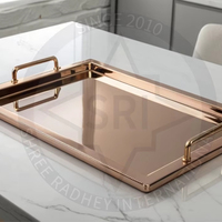 Miroir de style moderne et luxueux, durable, en acier inoxydable, avec poignées en bois/métal, respectueux de l'environnement, compatible lave-vaisselle, formes rectangulaires/ovales