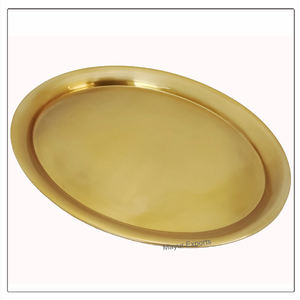 Large Size <b>Black</b> Stainless Steel Oval Bar <b>Tray</b> with Copper Gold Finish for Home or Kitchen Food Serving - Product Image 3