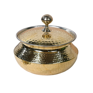 Handi Marmite de 2 litres en laiton doré pur métal à fond lourd avec placage or poli - Product Image 2