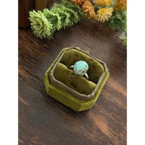 Navajo-Made Mine 8 Turquoise Sterling <b>Silver</b> <b>Statement</b> <b>Ring</b> Vermeil Rhodium Plating Geometric Pattern Size 7.5 for Everyday Wear - Product Image 4