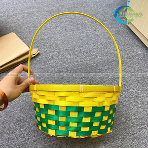 Paniers de rangement polyvalents en bambou Panier de rangement pour fruits avec motif floral délicat Parfait pour le rangement, les pique-niques et les cadeaux - Product Image 4