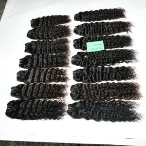 Barato 100% sin procesar natural virgen negro color paquetes profundos rizados indio templo extensiones de cabello humano - Product Image 1