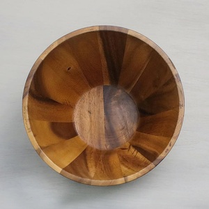 Bol de service en bois d'acacia massif moderne pour mariage, sans colle, bol à salade à prix de gros - Product Image 4