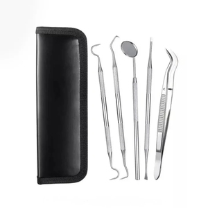 Kit dentaire en acier inoxydable le plus vendu : Miroir, détartreur, pinces, et ensemble d'examen dentaire de base pour l'exploration buccale - Product Image 1