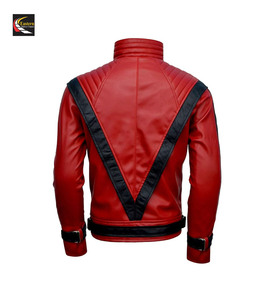 Veste en cuir rouge et noir mode hommes veste noire/hommes vestes en cuir/vestes en cuir du Pakistan - Product Image 2