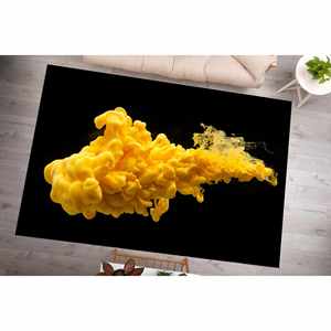 Yellow <b>Smoke</b> Printed Rug - Modern, Abstract, <b>Machine</b> Washable,With Pile Soft Rug - Product Image 2