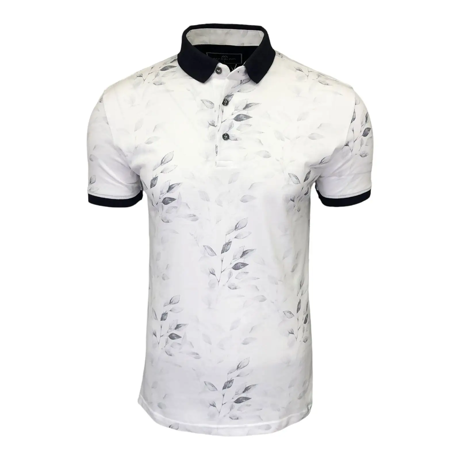 % 100 pamuklu kumaş yeni sezon toptan erkek tişört yüksek kaliteli siyah beyaz çiçek kısa kollu Polo GÖMLEK