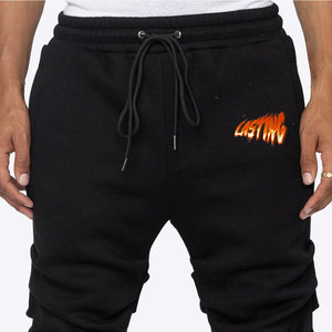 กางเกงวอร์มเอวสูงสำหรับผู้ชายกางเกงจับจีบเอวสูงแบบผูกเชือกสำหรับเด็กผู้ชายกางเกงลำลองแบบซ้อนกัน - Product Image 2