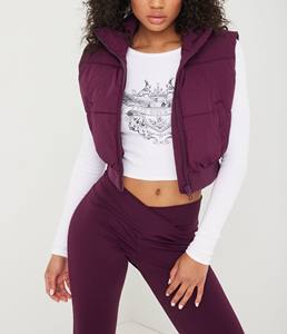 High Neckline Padded Cropped <b>Waistcoat</b> <b>Women's</b> Sleeveless Puffer Vest Custom Puffer Jacket Breathable Eco-Friendly Waterproof - Product Image 1