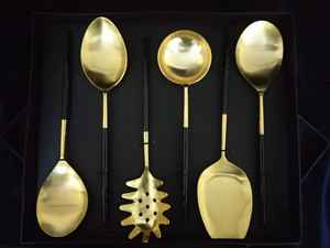 Cucharas de Servir Desechables de Lujo de Latón Metálico para Fiestas, Juego de Piezas, Fabricante Indio - Product Image 2