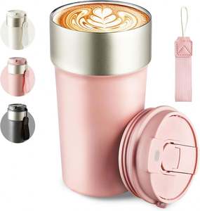 Mug à café isotherme au design simple et durable avec couvercle, garde au chaud et au froid pour l'intérieur - Product Image 1