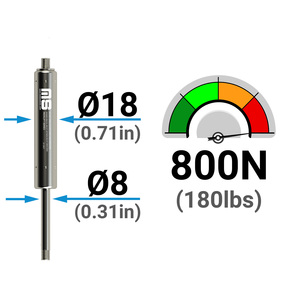 Vérin à gaz en acier inoxydable AISI 316L 18mm-8mm 486mm 19.13in 50N-750N pour trappe de bateau marin CE ISO9001 - Product Image 2