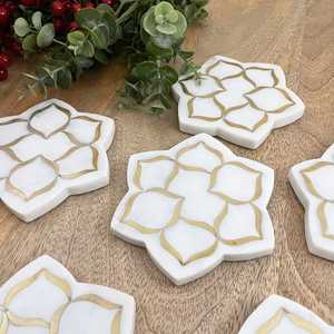 Wholesale <b>Marble</b> Coasters with Brass Inlay Stylish Stone Drink Coasters Premium Coasters for Home Decor Supplier on Alibaba - Product Image 4